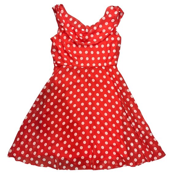 Ronni Nicole Red Polka Dot Dress Women’s Size 12 Vintage Style Pin Up Retro - Picture 1 of 13